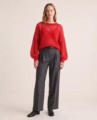 Women's Cashmere Silk Sweater — red, studio front