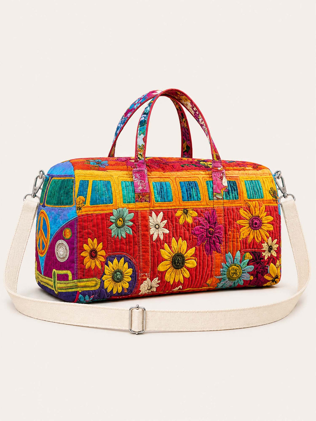 70s Hippie Van Quilted Duffle Bag