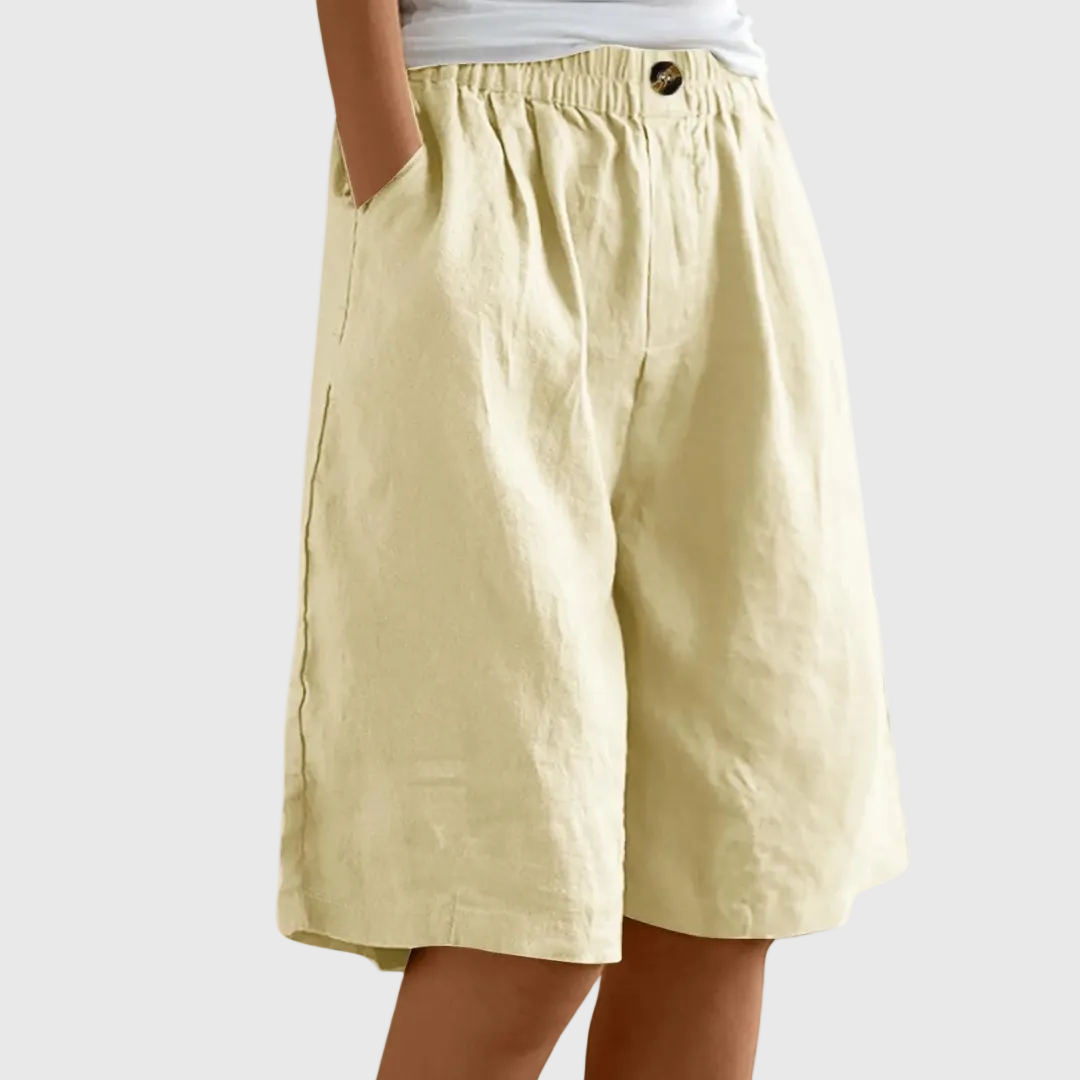Women's Loose-Fit Elastic Waist Casual Shorts in Khaki
