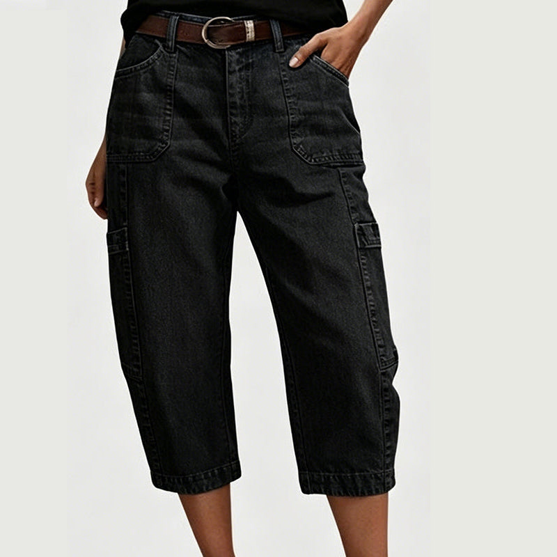 Women's Stretch Denim Slim-Fit Cropped Jeans in Black