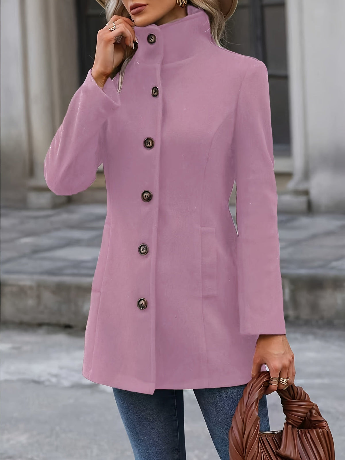 Women's Mid-Length Winter Coat with Waist Tie, view 3
