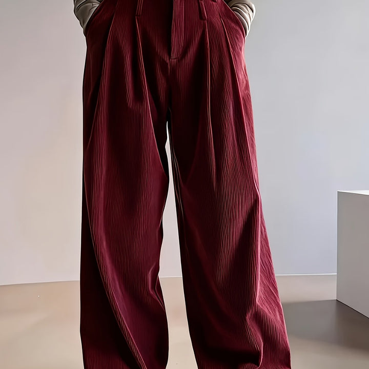 Women's Pleated Trousers, Wide Leg High Waisted Flowy Pants