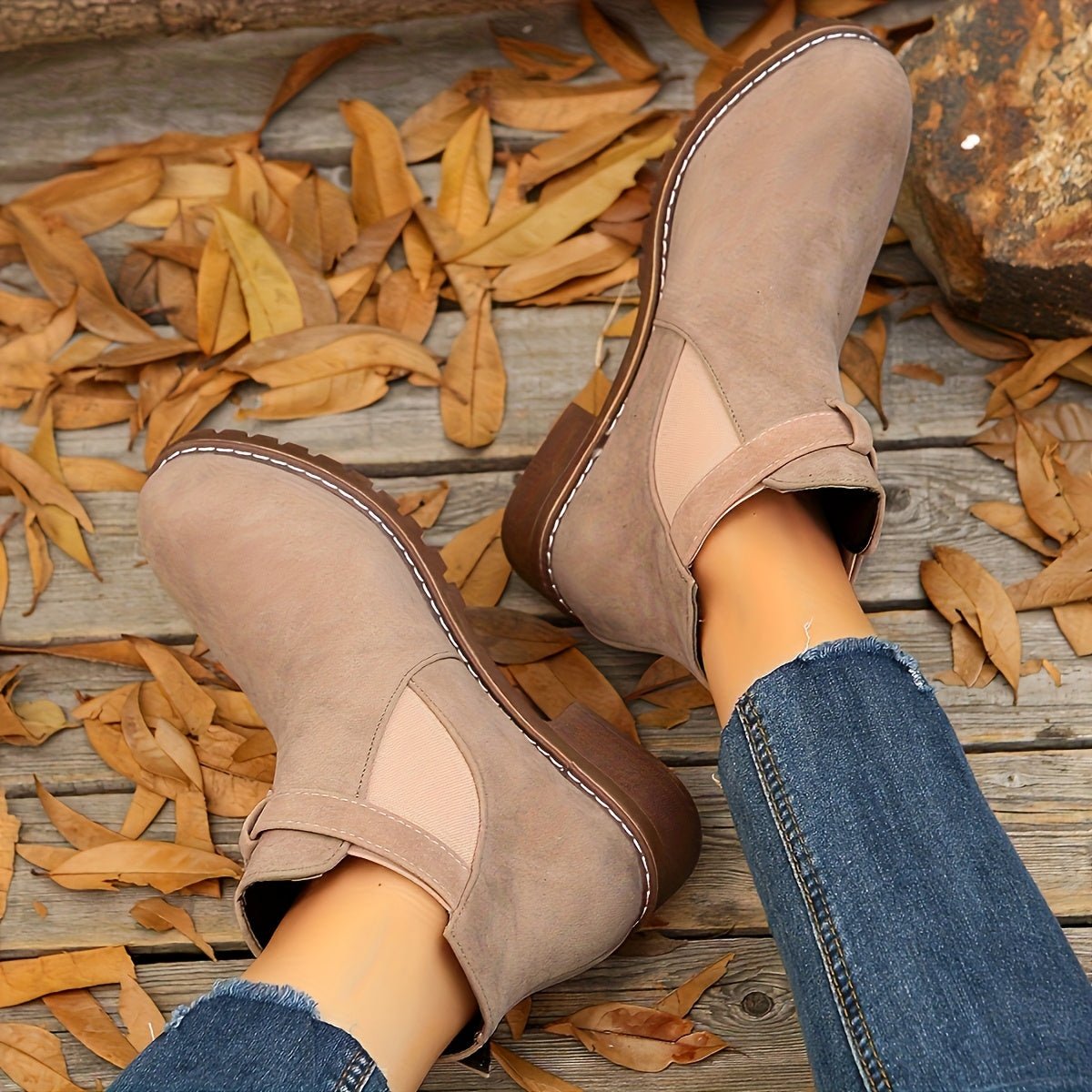 Women's Western Buckle Pull-On Ankle Boots with Lug Sole, view 7