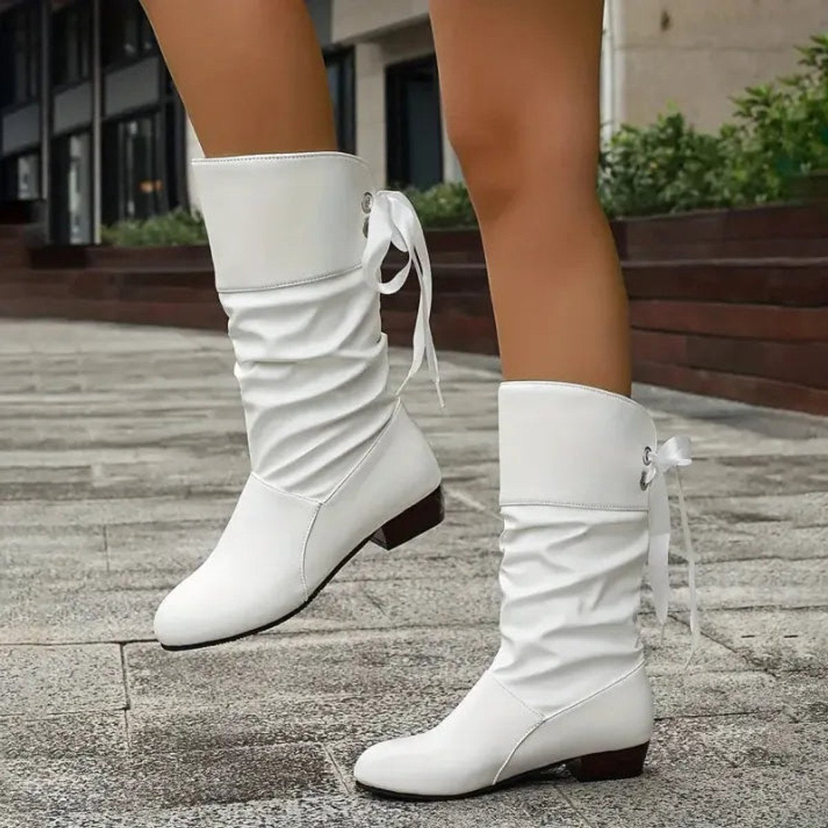 Women's Slouchy Lace-Up Block Heel Ankle Boots, view 10