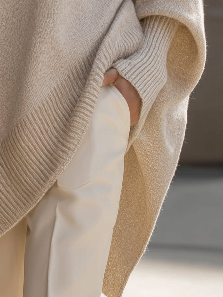 Women's Oversized Wool Blend Sweater, Dropped Shoulder Knit Pullover
