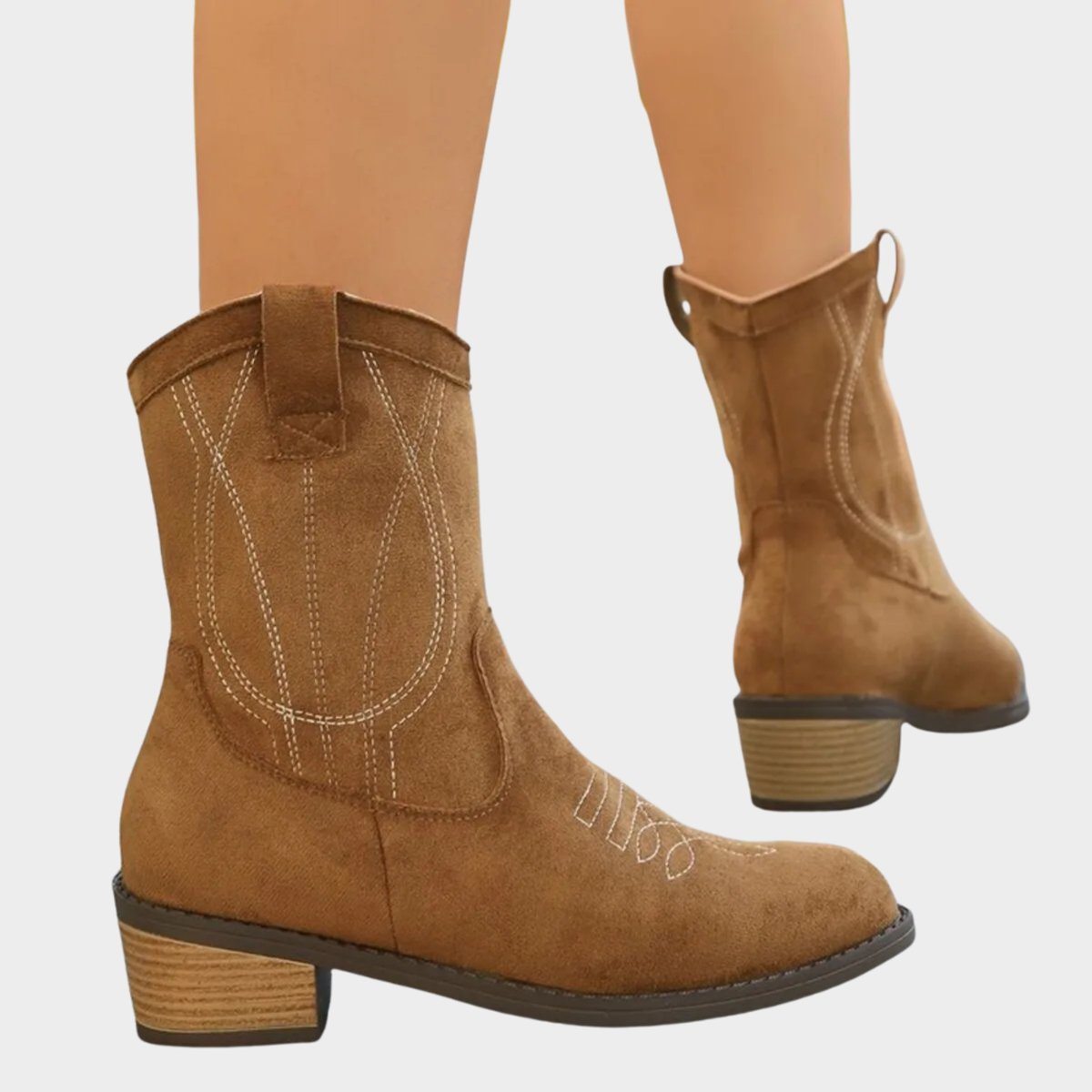 Women's Embroidered Suede Western Ankle Boots, view 4
