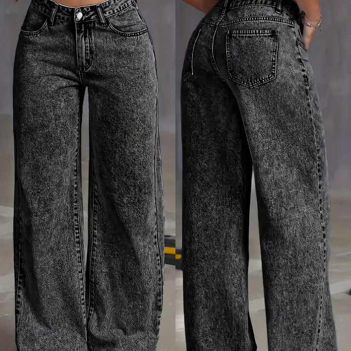 Women's Wide Leg Jeans, High Waisted Relaxed Fit Denim Trousers