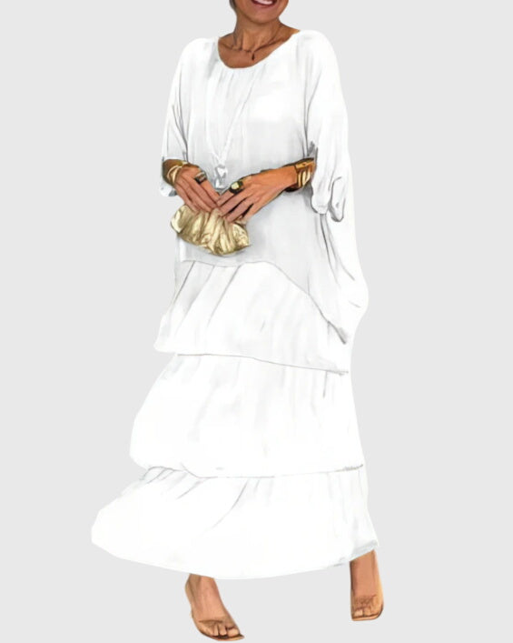 Women's Lightweight Flowy Full-Length Maxi Dress in White