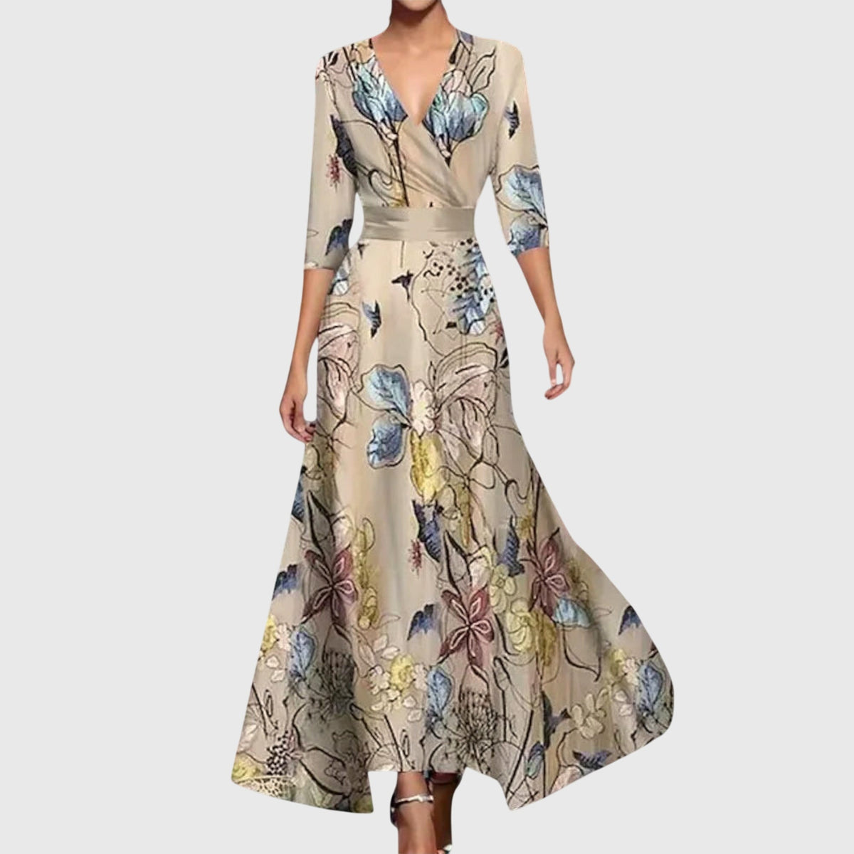 Women's Tailored Elegant Day-to-Evening Midi Dress in Champagne
