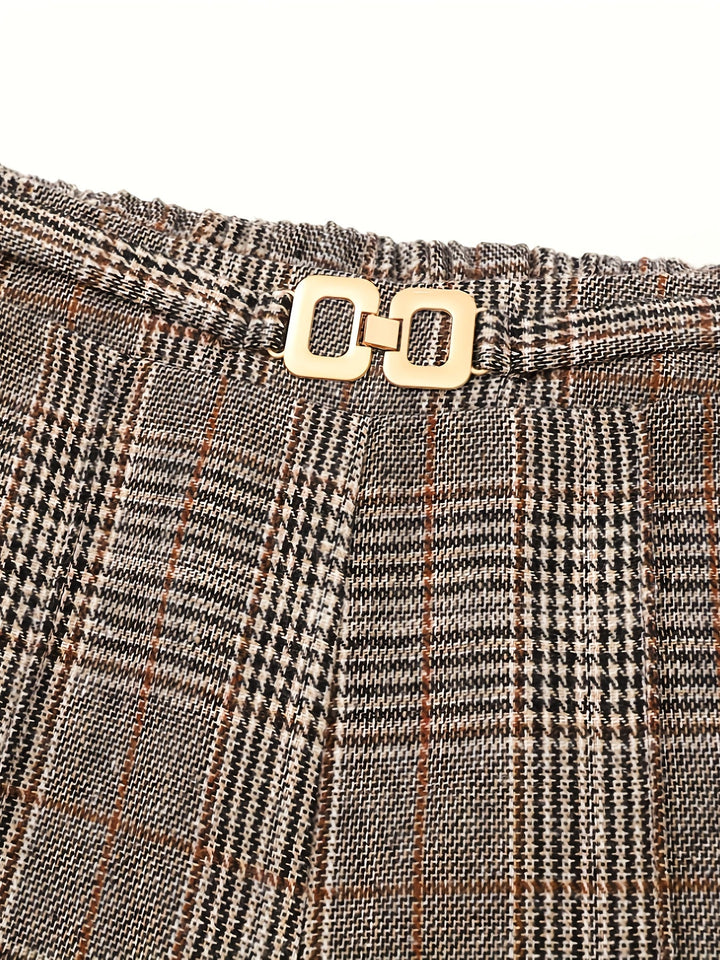 Women's Plaid Trousers, Wide Leg Checked High Waist Pants