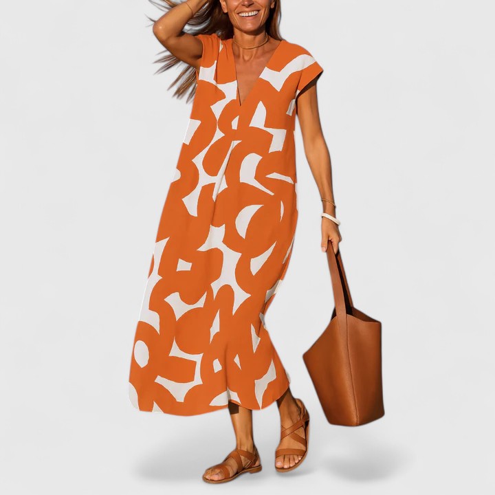Women's Figure-Flattering Classic Maxi Dress in Orange