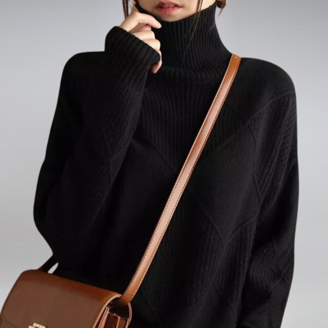 Women's Turtleneck Sweater, Soft Knit Long Sleeve Pullover Top