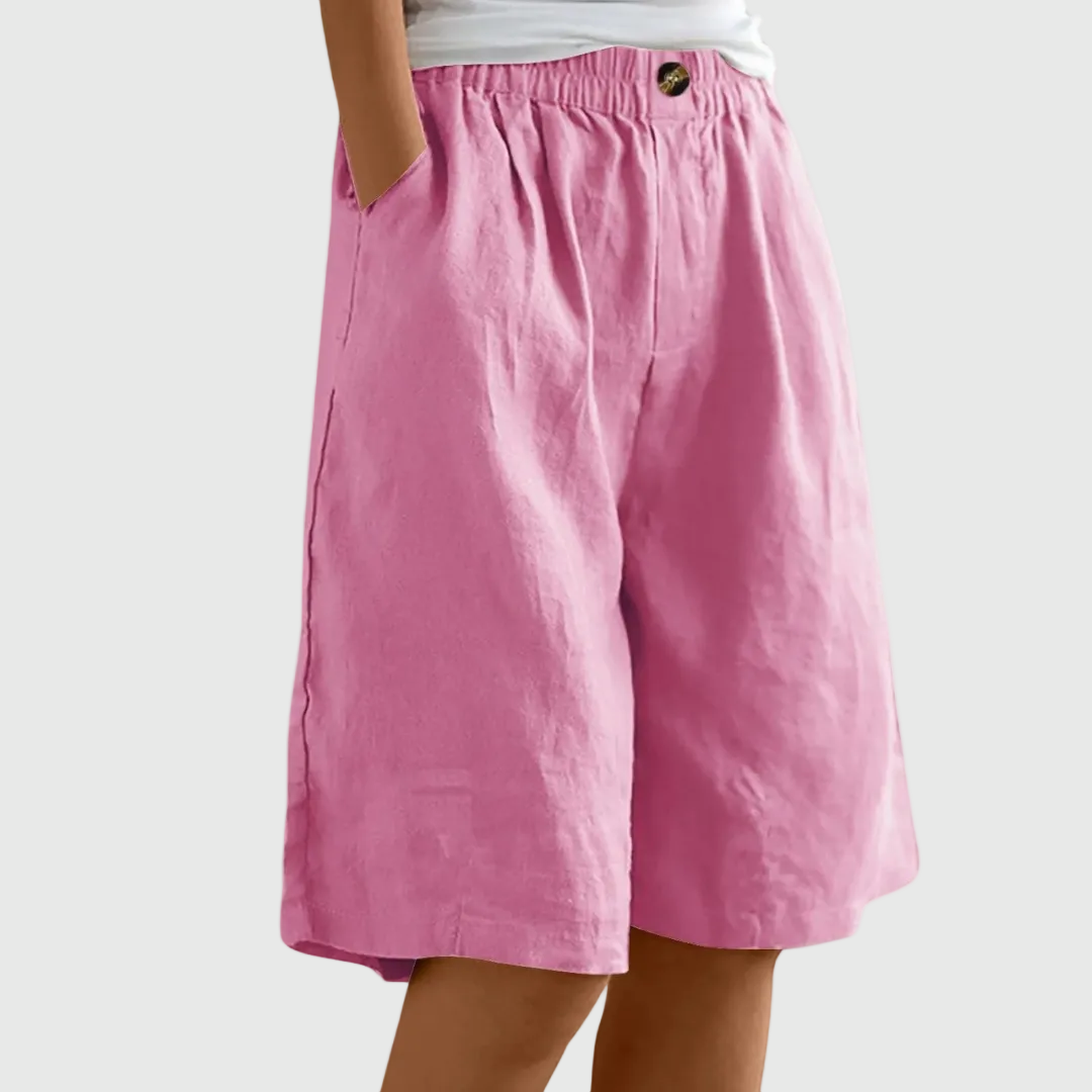 Women's Loose-Fit Elastic Waist Casual Shorts in Rose