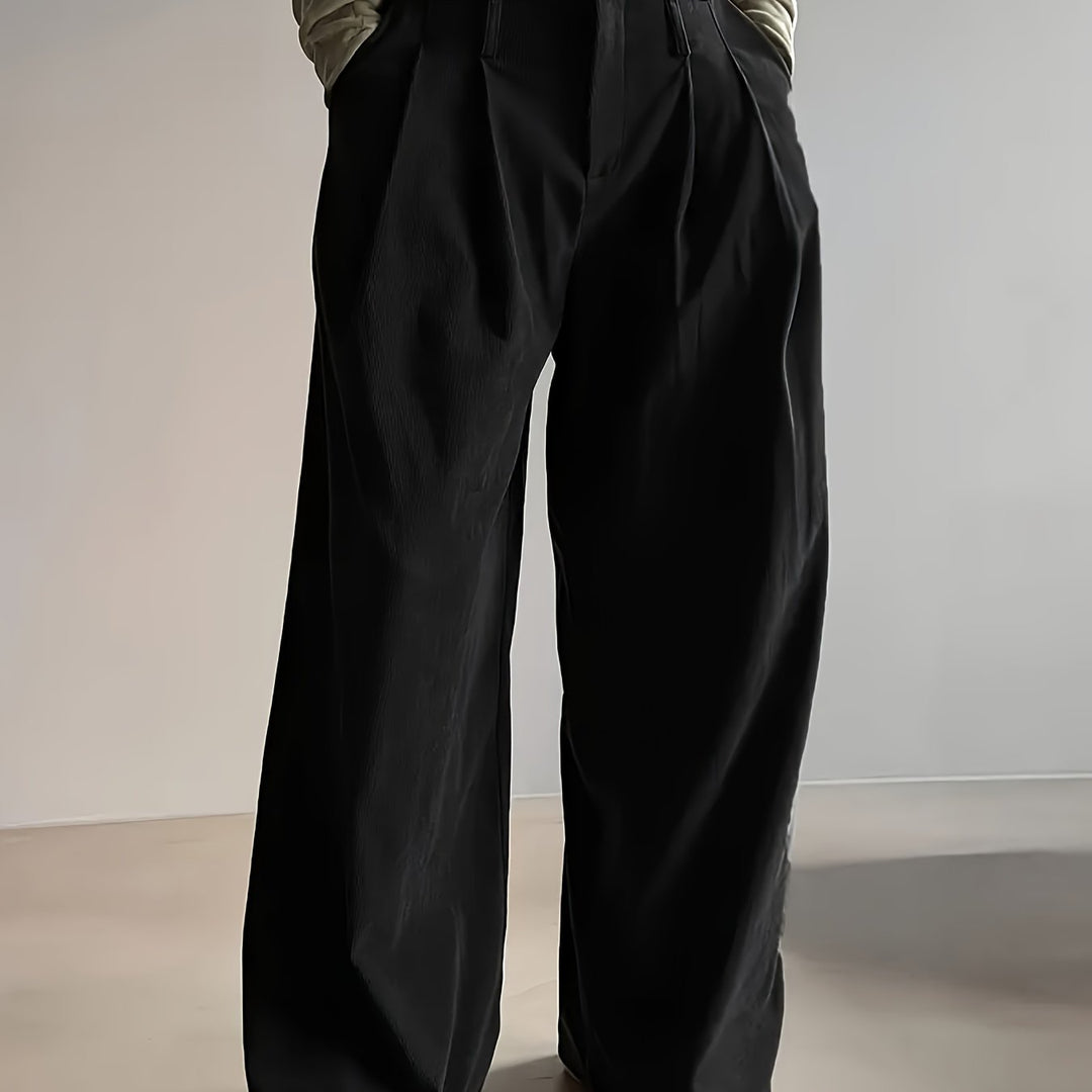 Women's Pleated Trousers, Wide Leg High Waisted Flowy Pants