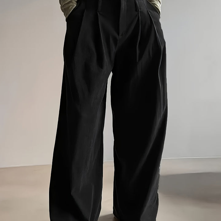 Women's Pleated Trousers, Wide Leg High Waisted Flowy Pants