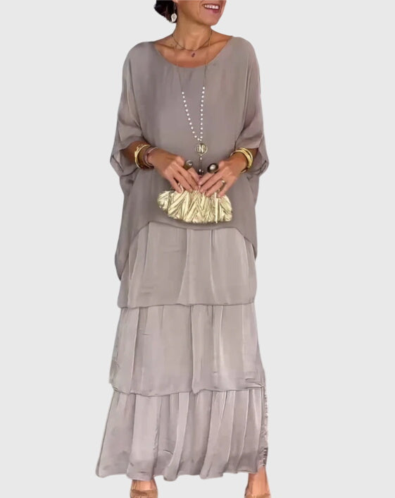 Women's Lightweight Flowy Full-Length Maxi Dress in Gray