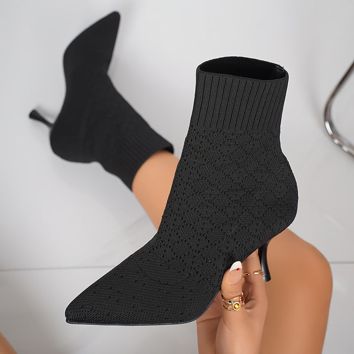 Women's Sock Ankle Boots, Pointed Toe Stretch Heeled Booties