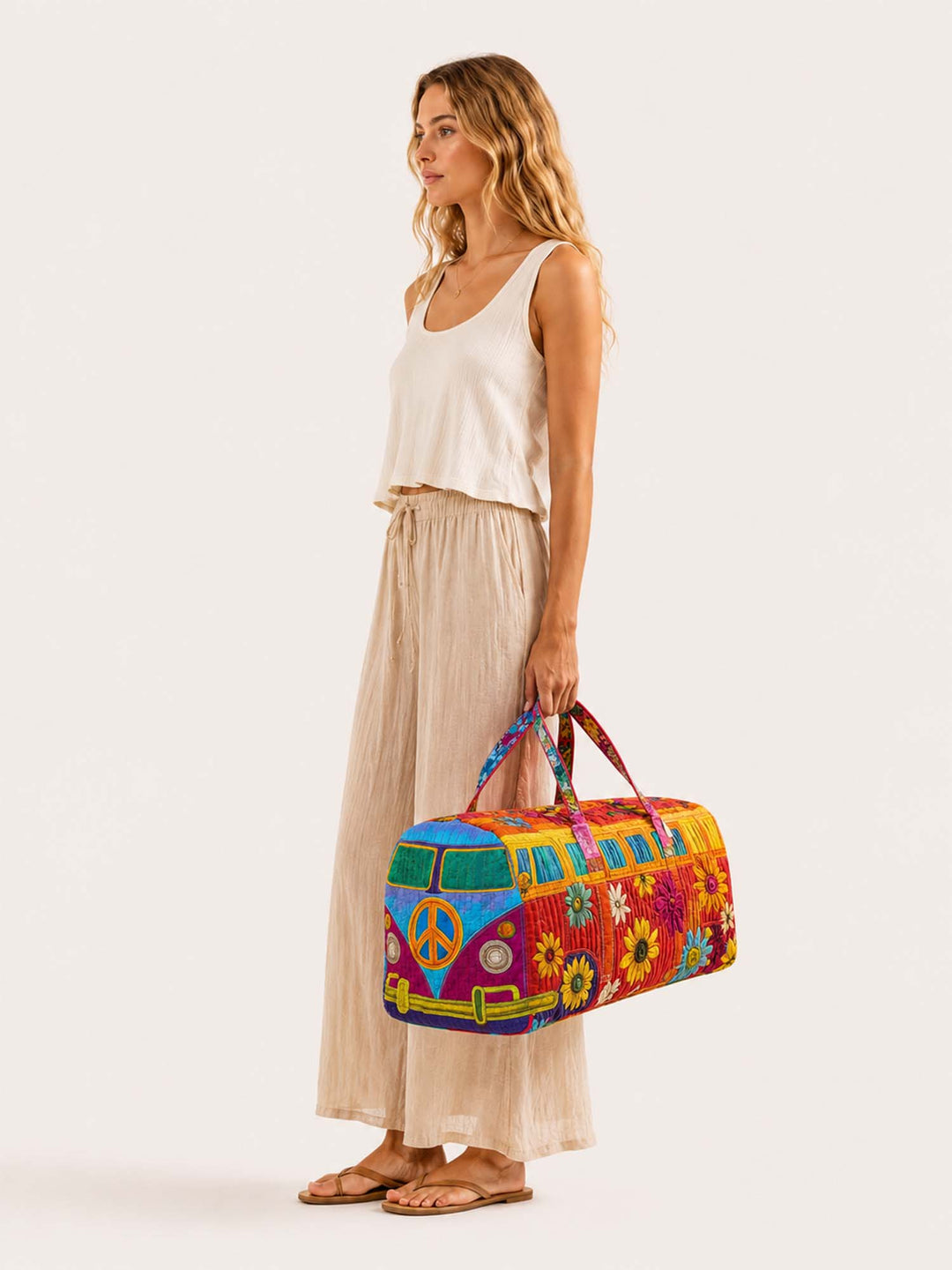 70s Hippie Van Quilted Duffle Bag