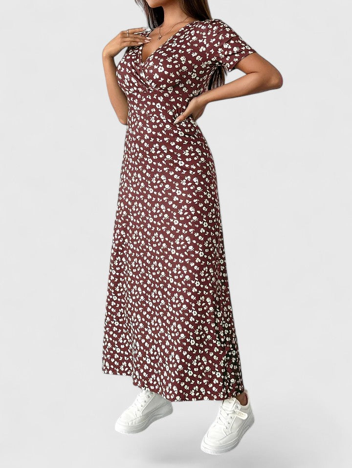 Women's Romantic Floral Lightweight Maxi Dress in Red