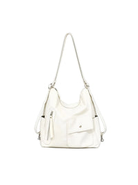 Women's Convertible Shoulder Bag, Crossbody Backpack Purse — white, product front