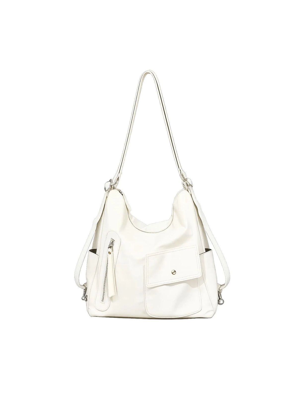 Women's Convertible Shoulder Bag, Crossbody Backpack Purse — white, product front