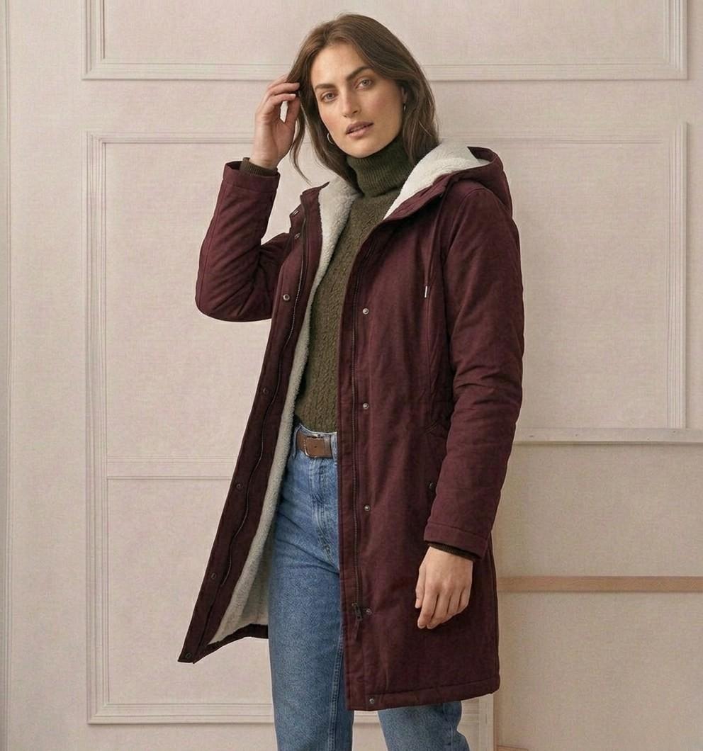Women's Fleece-Lined Hooded Winter Parka with Storm Flap, view 9