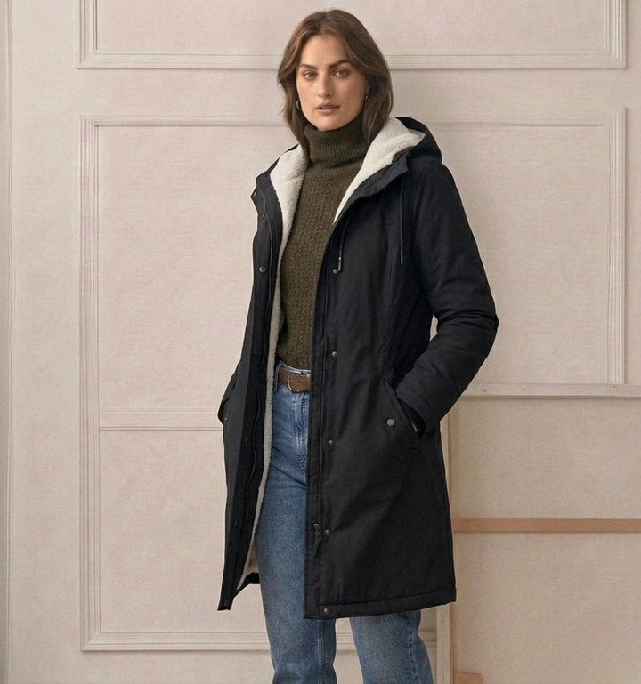 Women's Fleece Lined Winter Parka, Hooded Water Resistant Coat Plus Size