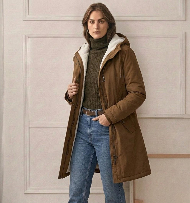 Women's Fleece Lined Winter Parka, Hooded Water Resistant Coat Plus Size