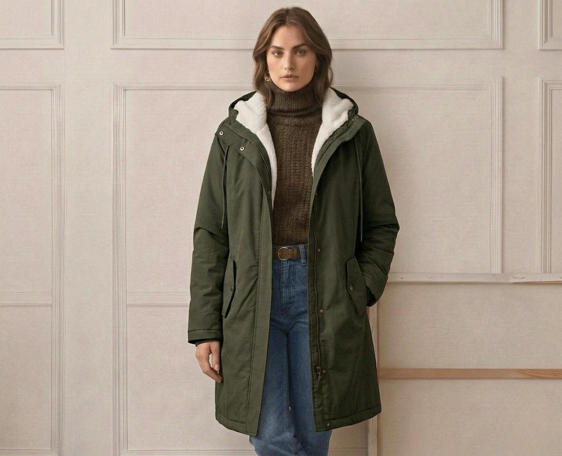 Women's Fleece-Lined Hooded Winter Parka with Storm Flap, view 11