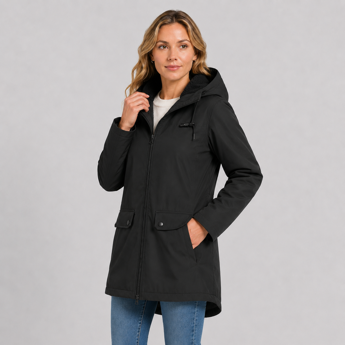 Women's Fleece-Lined Full-Zip Hoodie Jacket, view 6