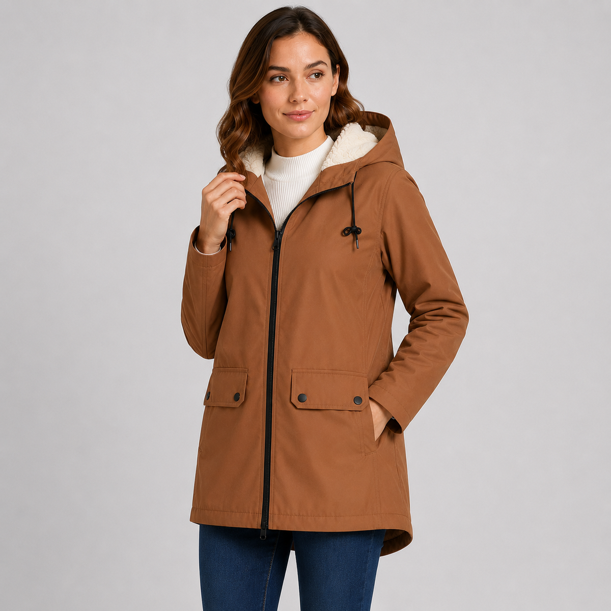 Women's Fleece-Lined Full-Zip Hoodie Jacket, view 4