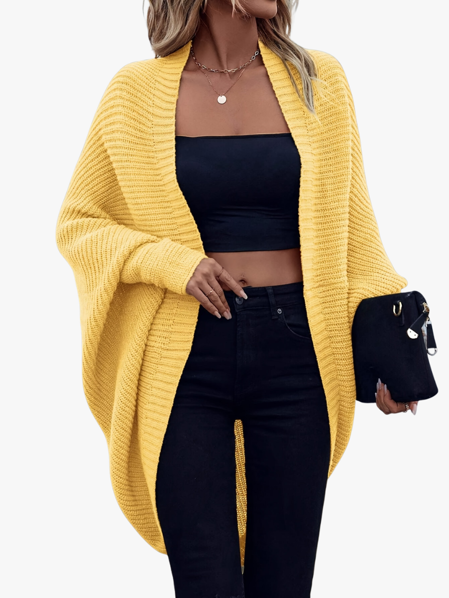 Women's Mid Length Cardigan Sweater, Solid Soft Knit Longline Top