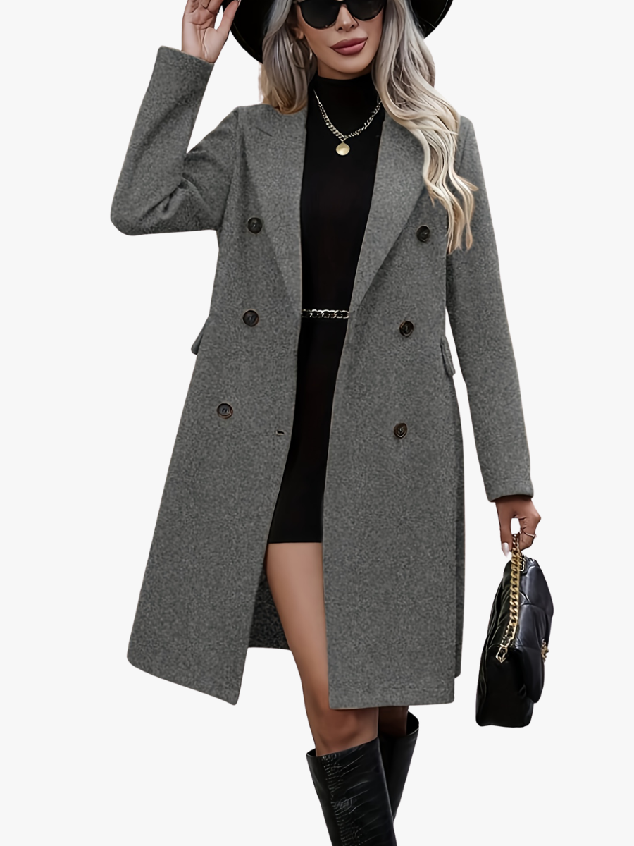 Women's Trench Coat, Classic Button Front Straight Long Jacket