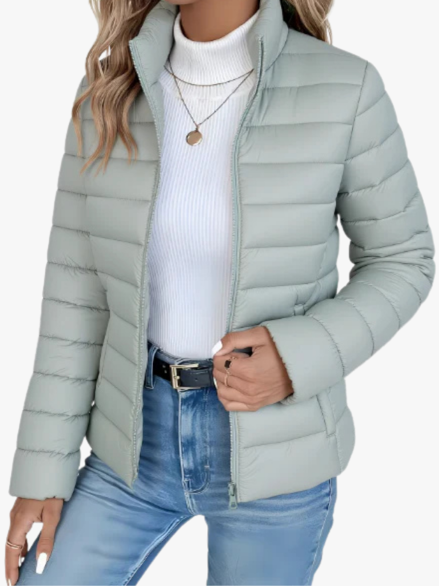 Women's Quilted Jacket, Lightweight Padded Stand Collar Puffer Coat