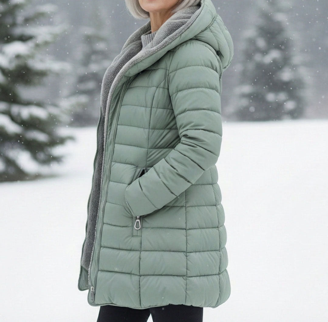 Women's Fleece-Lined A-Line Hooded Puffer Coat, view 2