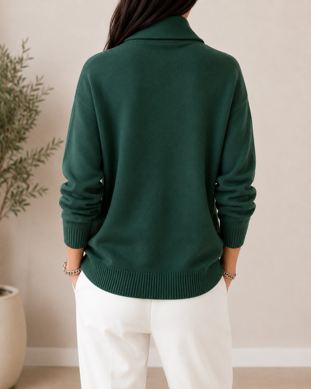 Women's V-Neck Sweater, Soft Knit Relaxed Fit Long Sleeve Pullover