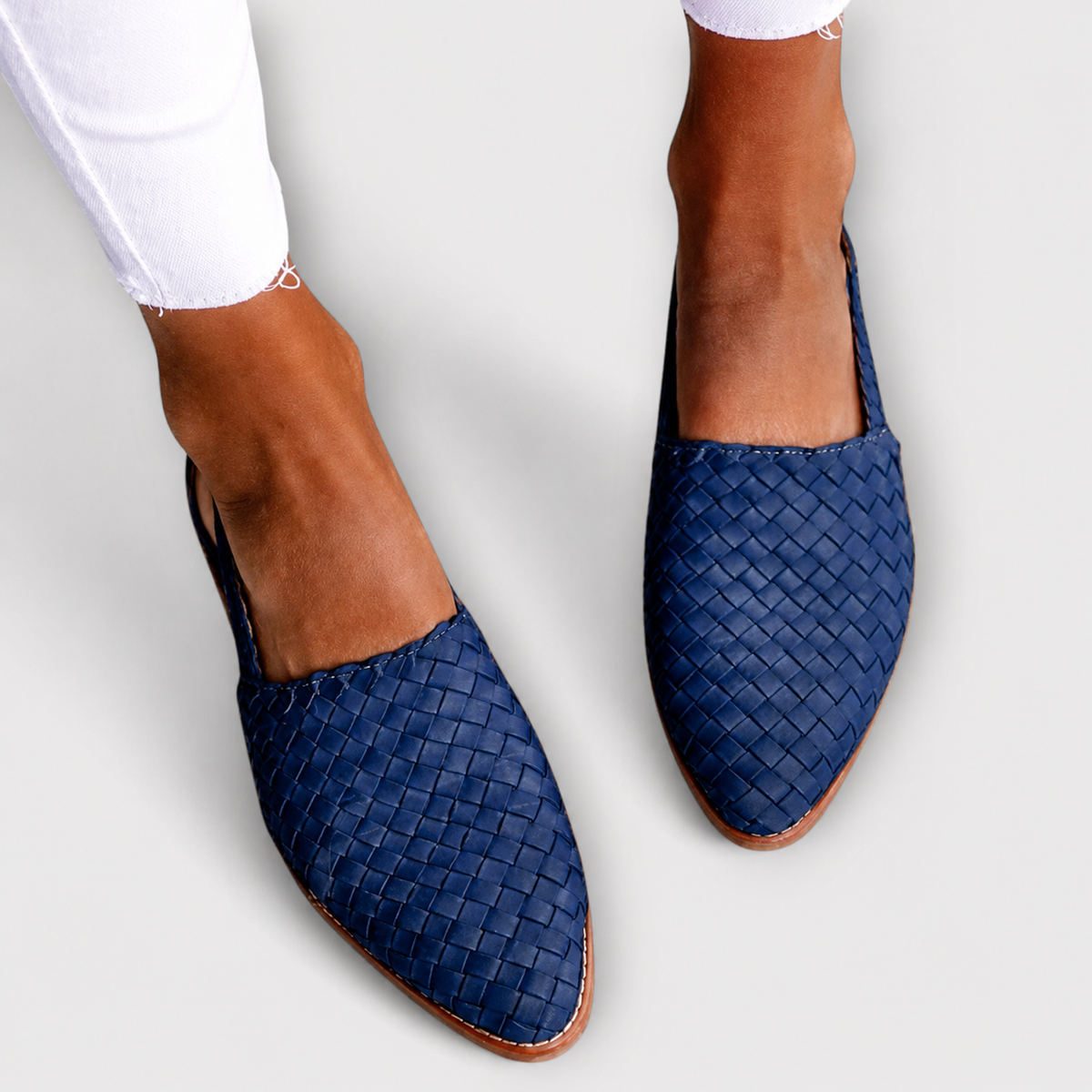 Women's Braided Slingback Flat Loafers in Blue