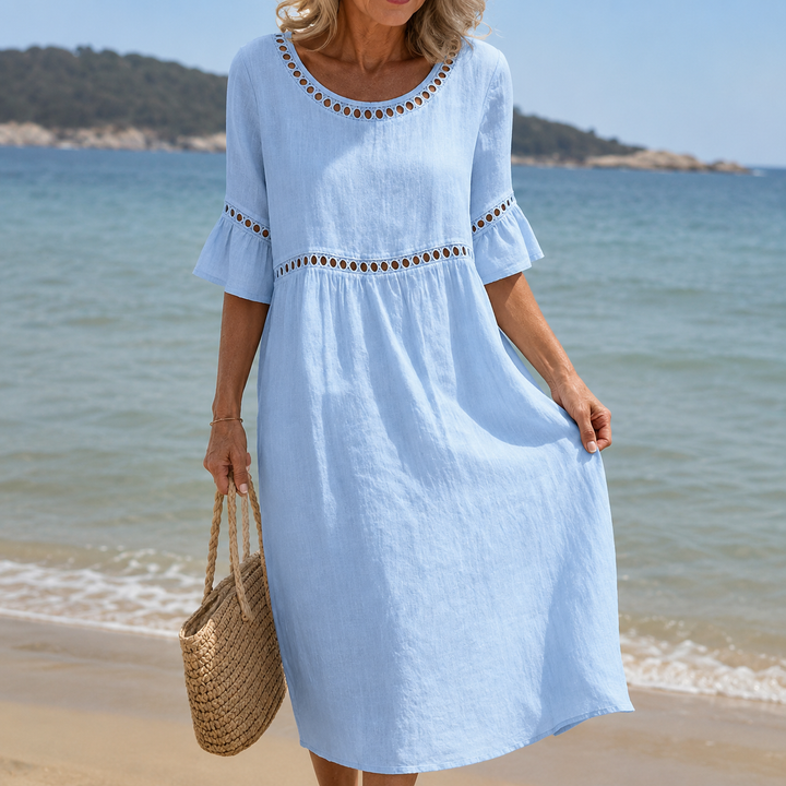 Hélène | Tummy-Control Linen Maxi Dress