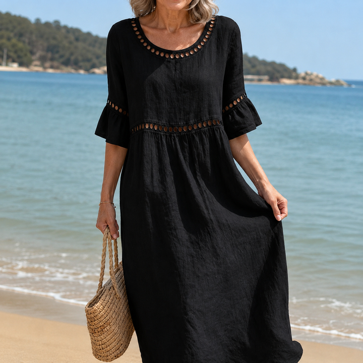 Hélène | Tummy-Control Linen Maxi Dress
