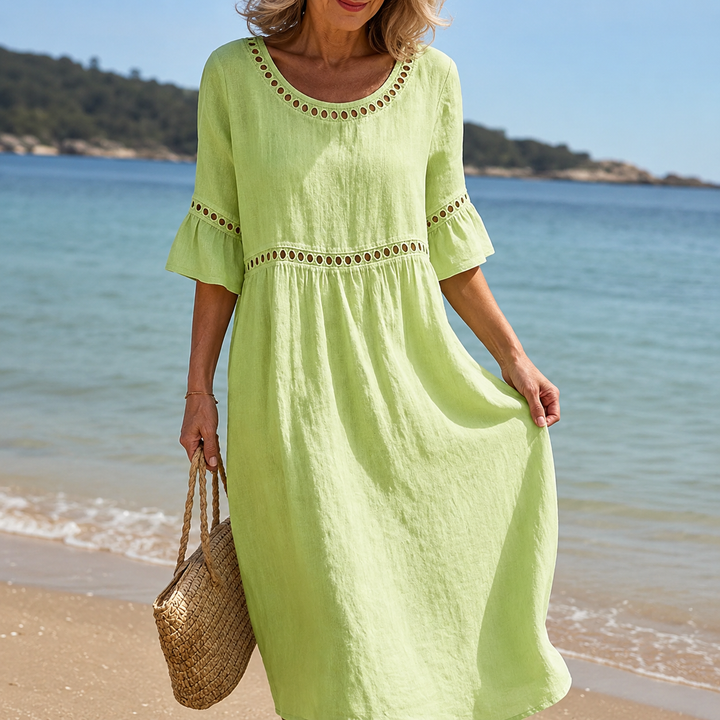 Hélène | Tummy-Control Linen Maxi Dress