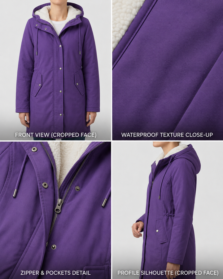 Women's Fleece Lined Winter Parka, Hooded Water Resistant Coat Plus Size