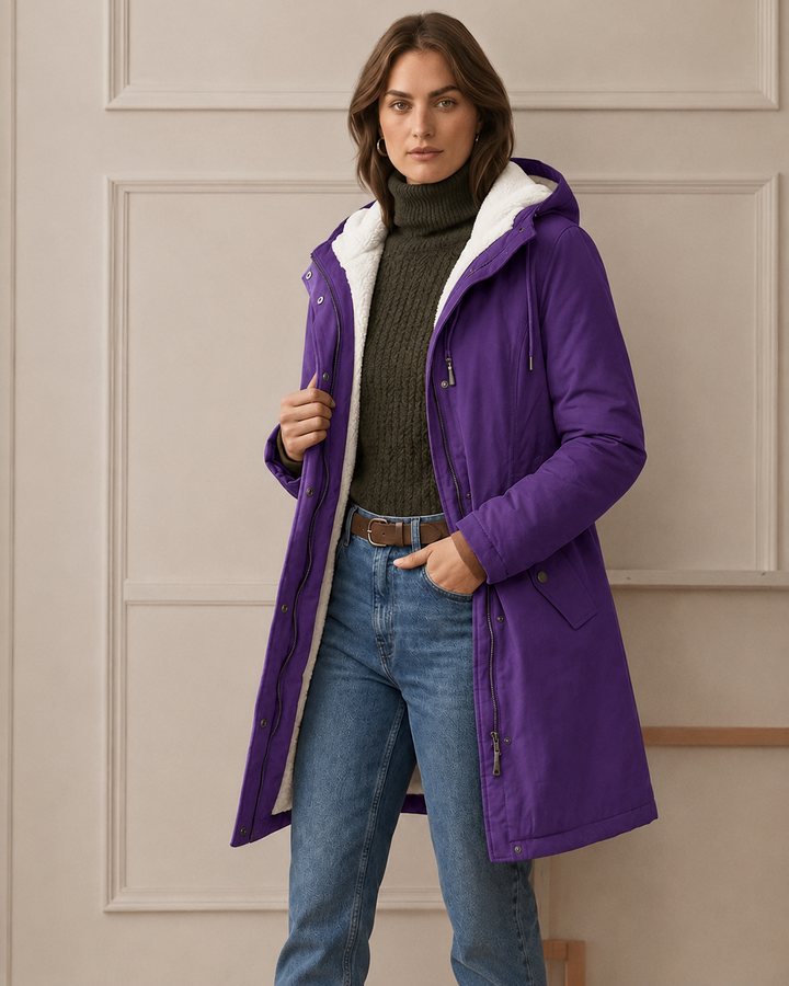 Women's Fleece Lined Winter Parka, Hooded Water Resistant Coat Plus Size