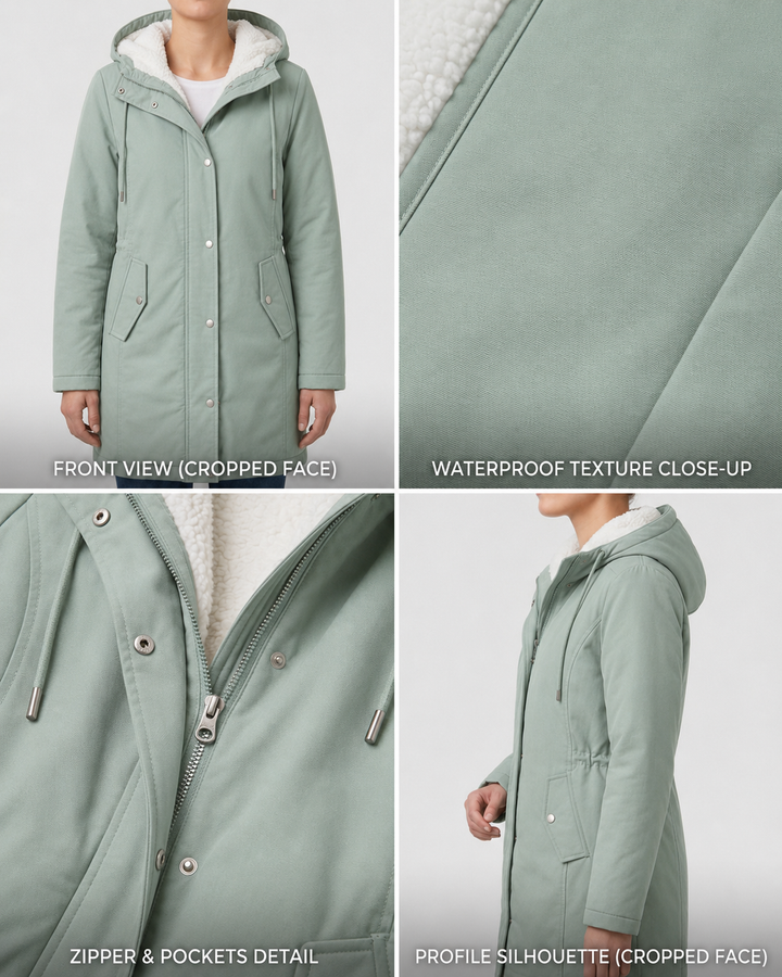 Women's Fleece Lined Winter Parka, Hooded Water Resistant Coat Plus Size