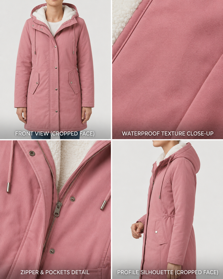Women's Fleece Lined Winter Parka, Hooded Water Resistant Coat Plus Size