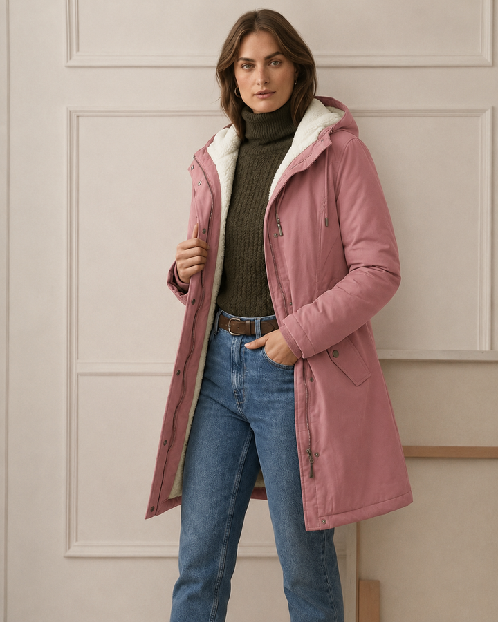 Women's Fleece Lined Winter Parka, Hooded Water Resistant Coat Plus Size