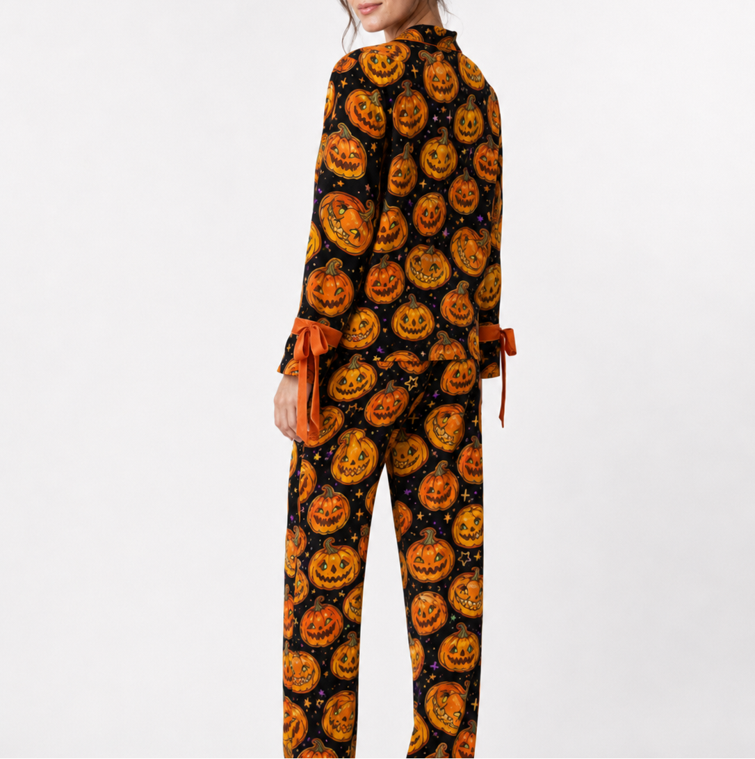 Premium Pumpkin Halloween Pajama Set for Women | 4 Colors
