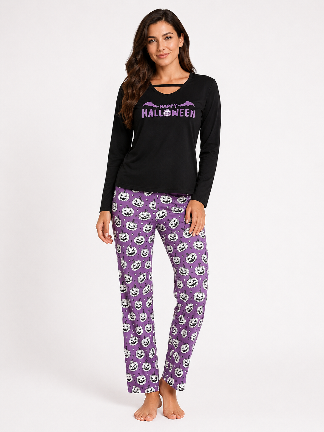 Pumpkin Moon Halloween Pajama Set for Women