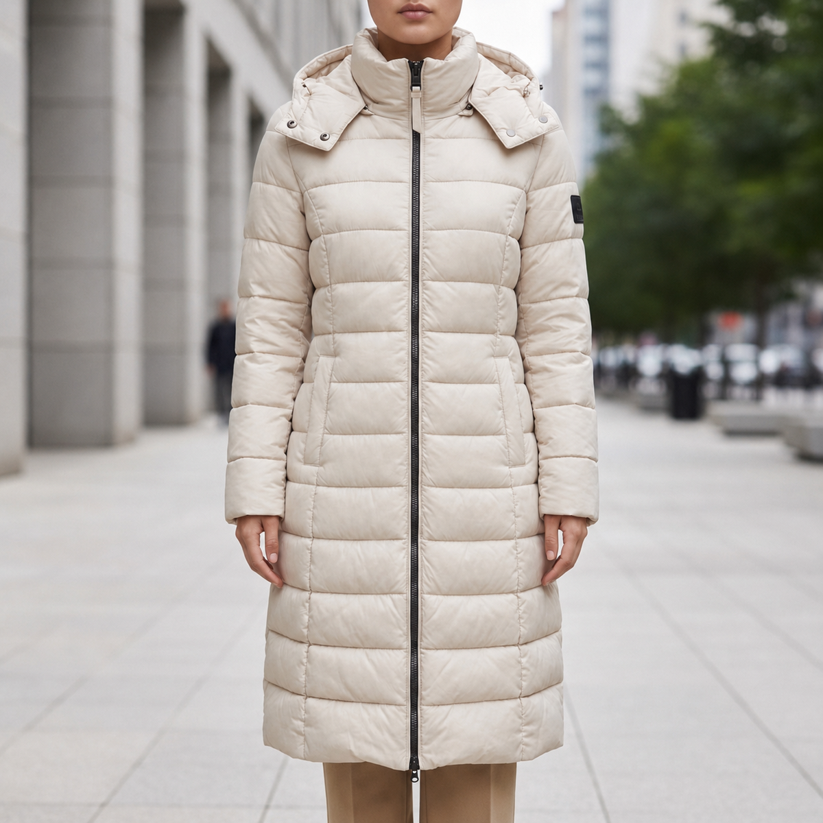 Women's Long Down Puffer Coat with Water-Resistant Shell and Hood, view 2