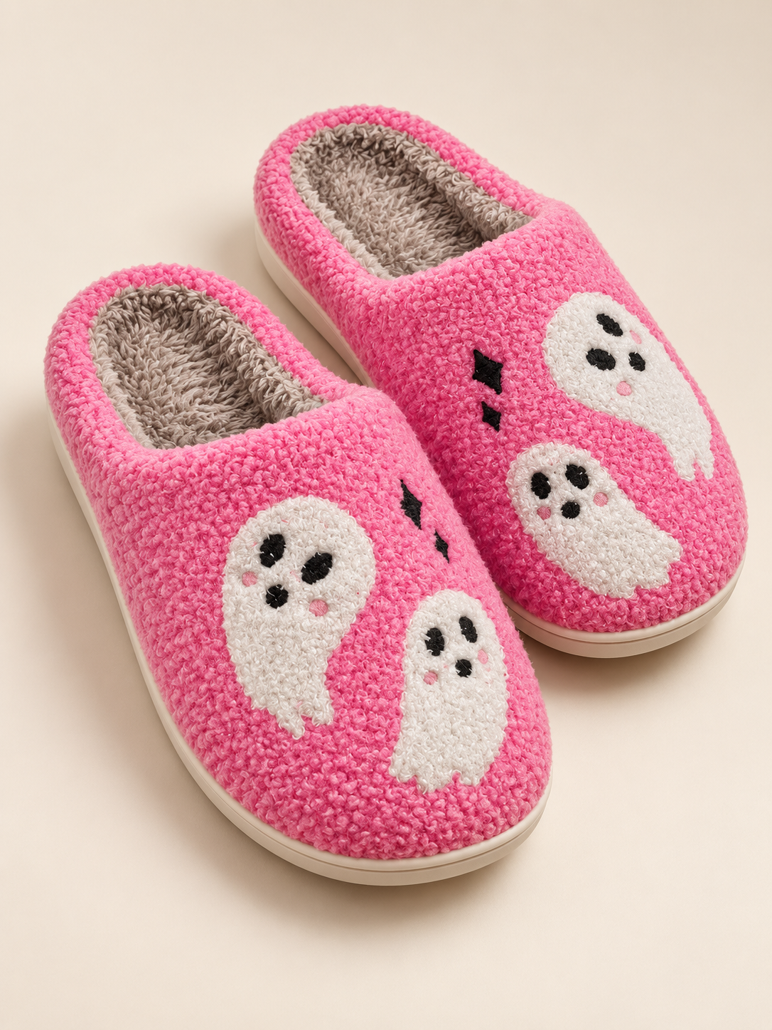 Cozy Ghost Halloween Slippers for Women | Plush Indoor