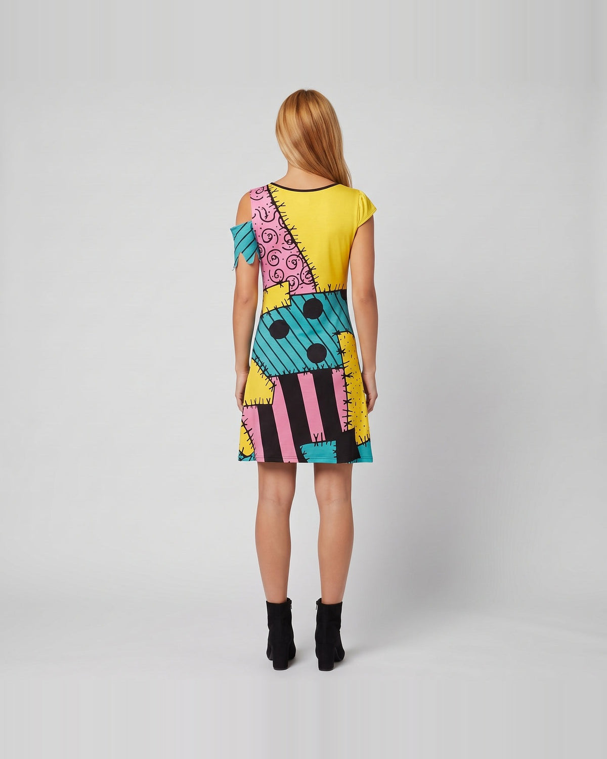 Women's patchwork rag doll costume dress – Design 2 back view